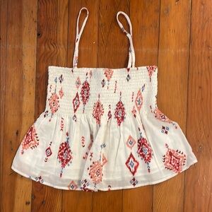 American Eagle Outfitters White and Red Patterned Camisole